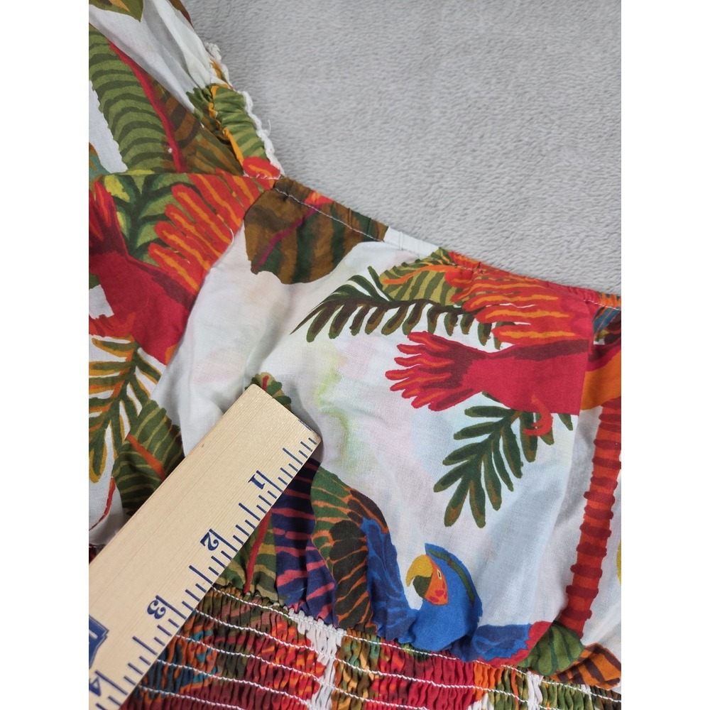 Farm Rio Top Womens Medium Cropped Bird Tropical Embroidered Floral - Picture 12 of 15